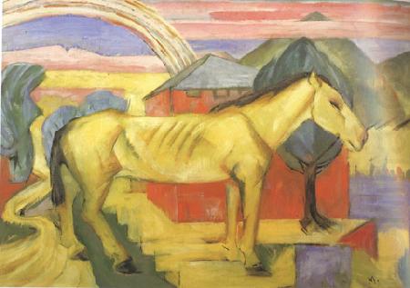 Franz Marc Long Yellow Horse (mk34) china oil painting image